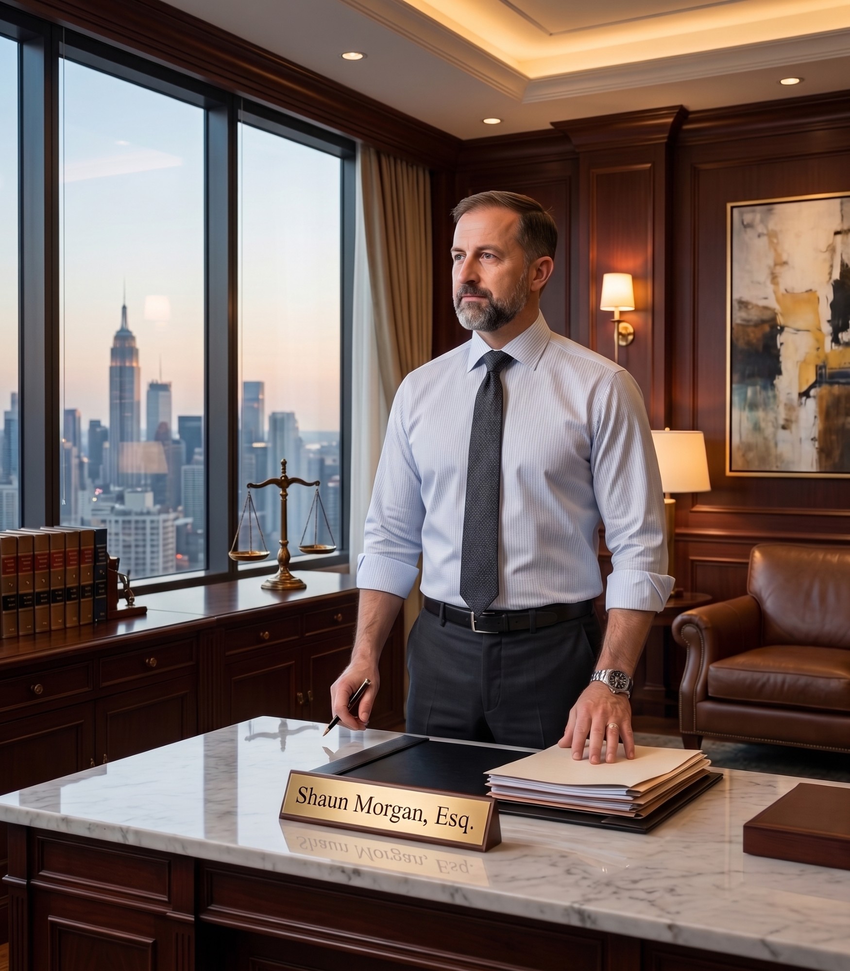 Shaun Gregory Morgan at Franklin Morgan Law's New York office, Carnegie Hall Tower
